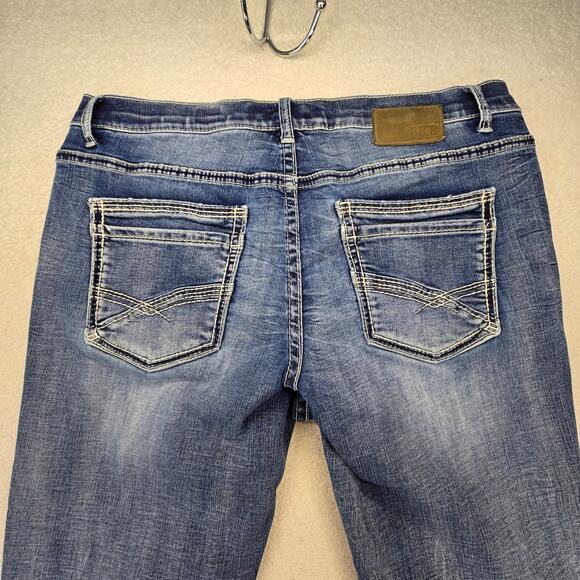 BKE Buckle Nolan Jeans 38x32 Straight Fit Blue Feather Whisker y2k 2000s (36x30) - Picture 7 of 14